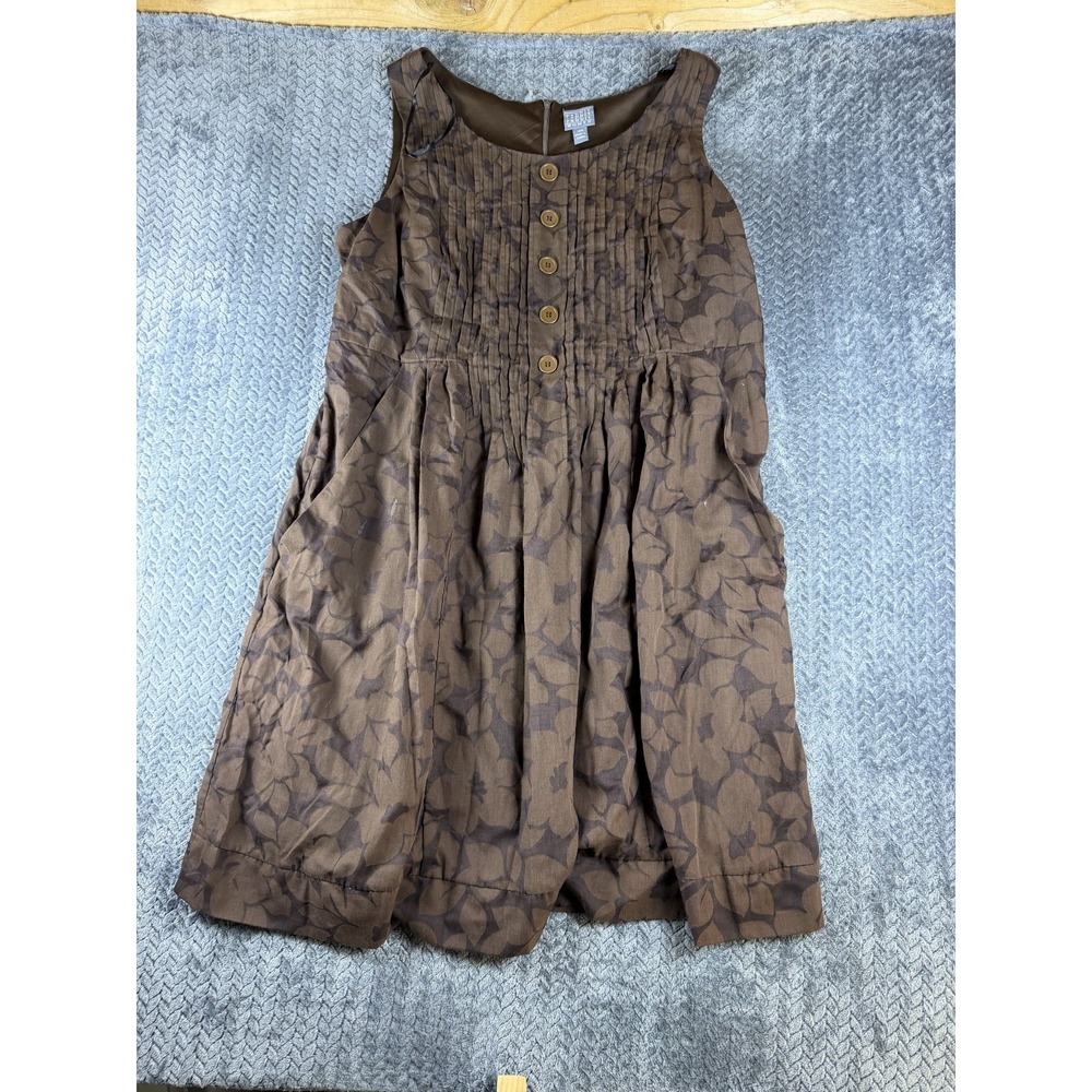 Rabbit Rabbit Rabbit Designs Midi Dress Womens 16W Brown Floral Pintuck Back Zip